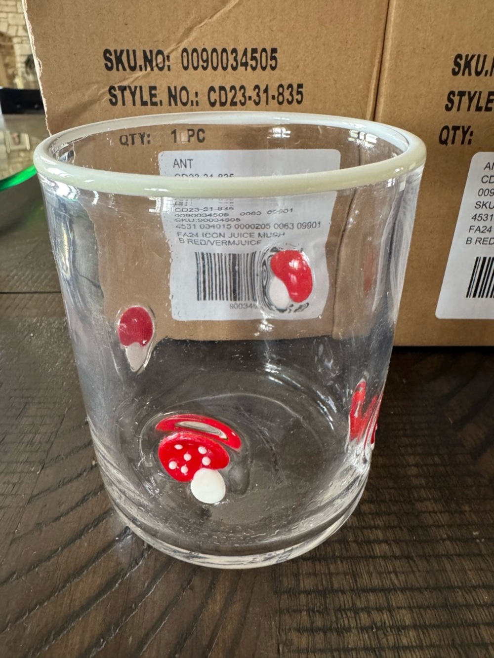 Anthro Icon Glass with mushrooms